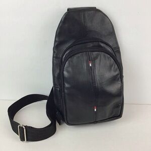Montauk Leather Club Black Sling Bag